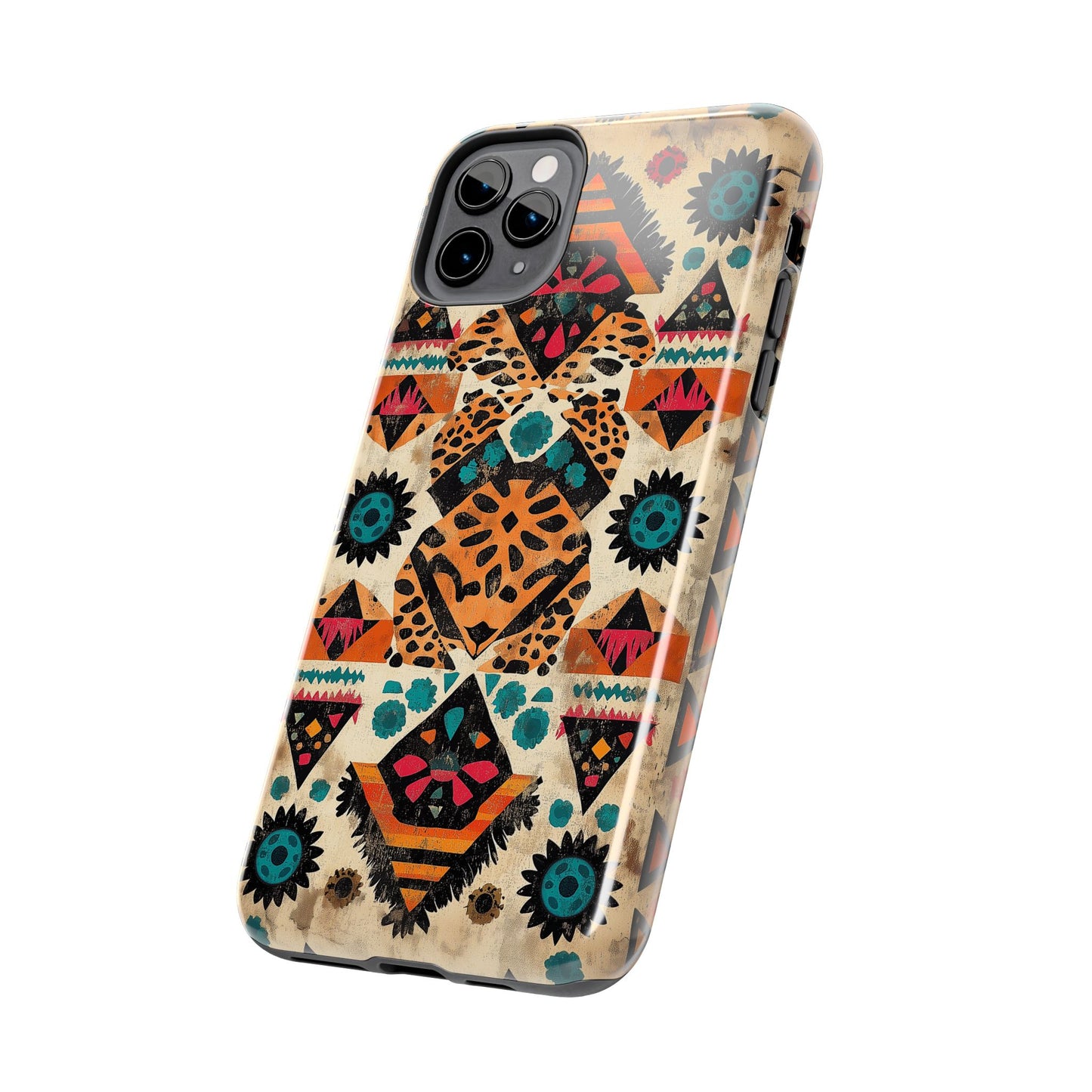 Bohemian Leopard & Tribal Floral Tough MagSafe iPhone Case – Vibrant Eclectic Design, Dual - Layer Protection - BOGO Cases