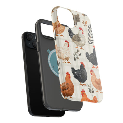 MagSafe iPhone Case: Vintage Chicken & Leaves – Farmhouse Style Case