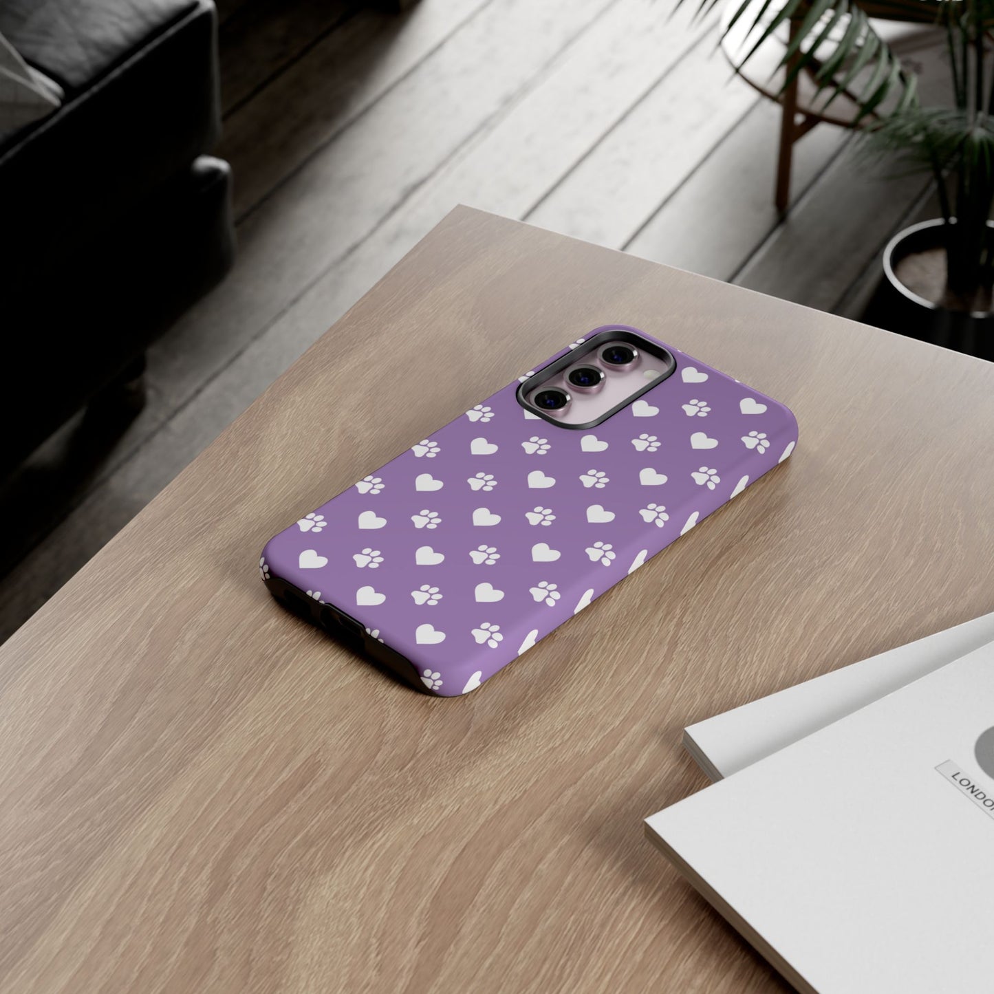 Lavender Paw Prints & Hearts Design - Adorable Pet Lover Samsung Galaxy Case