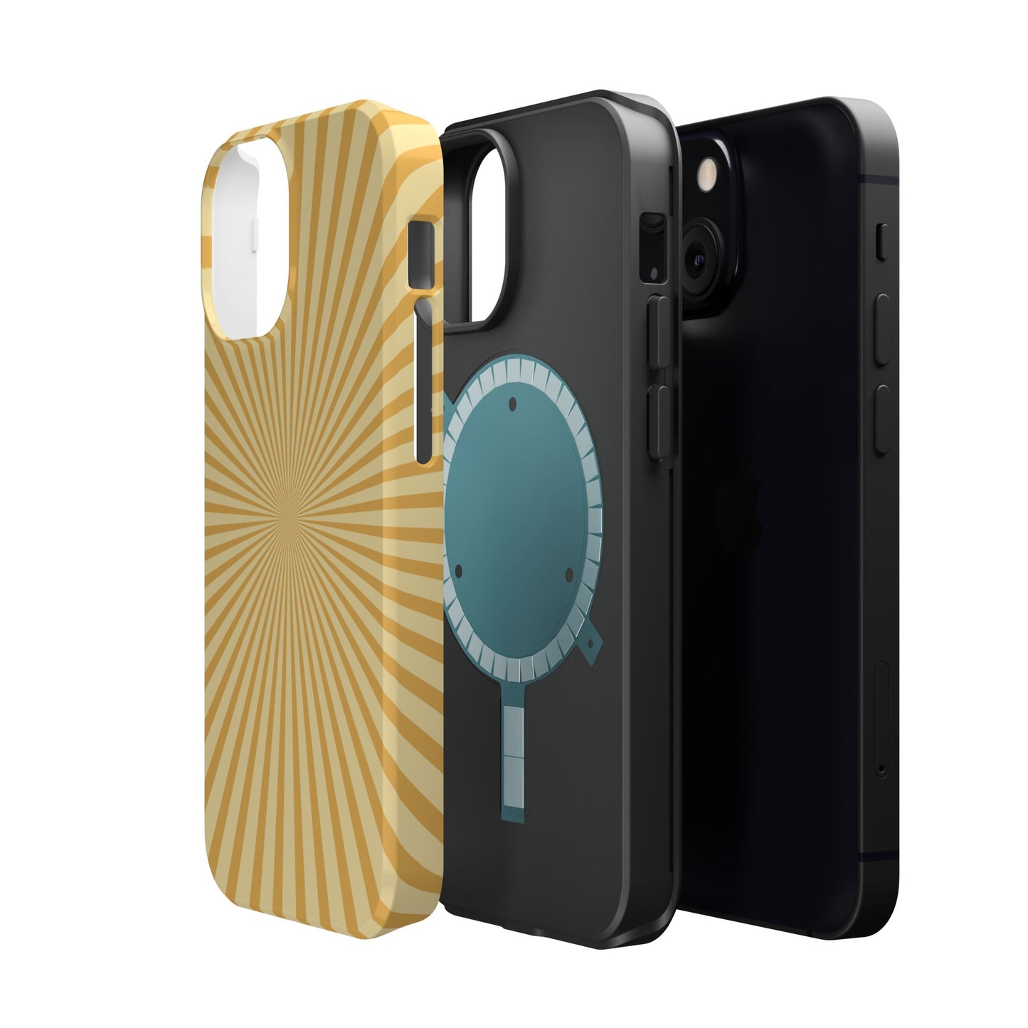 Golden Sunburst MagSafe  iPhone Case – Retro Radiant Design with Dual-Layer Protection