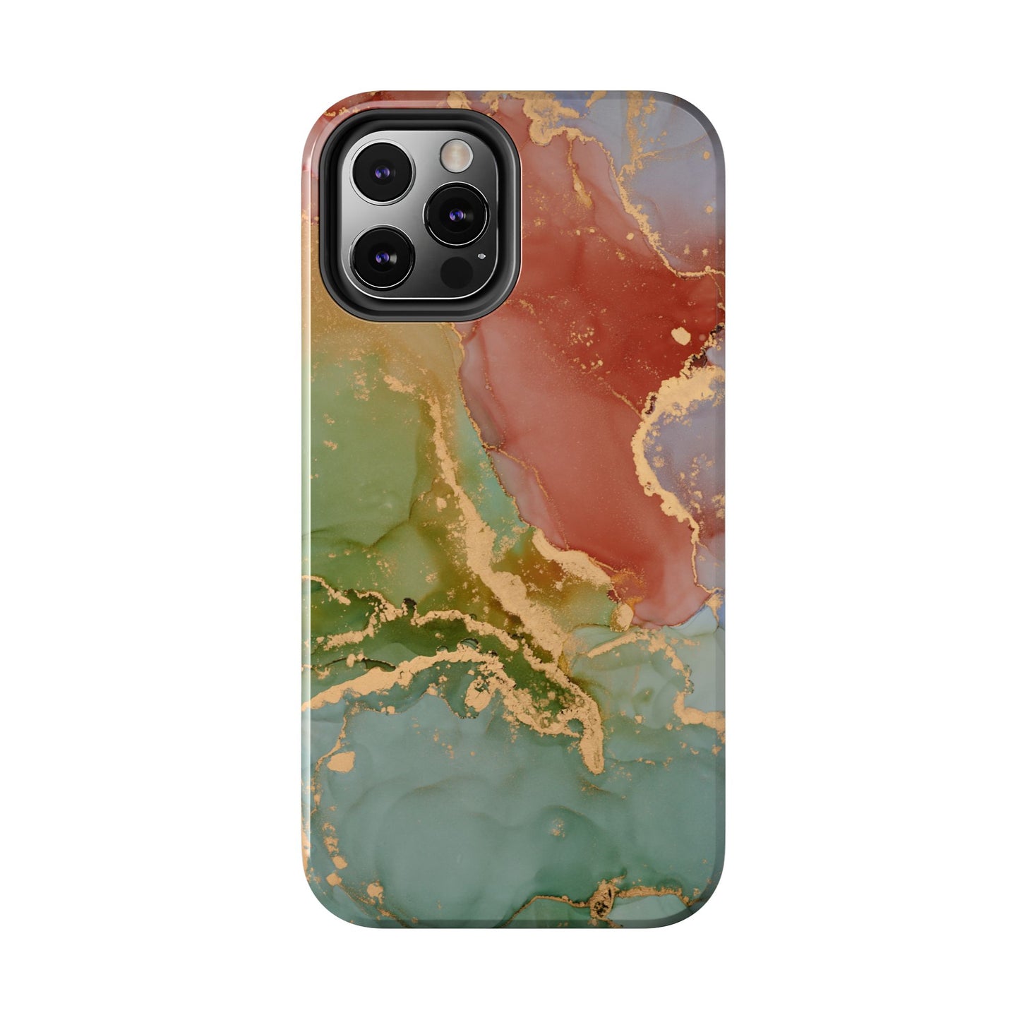 Emerald Orange Marble iPhone Case - Green Marble Case with Luxe Gold Swirls