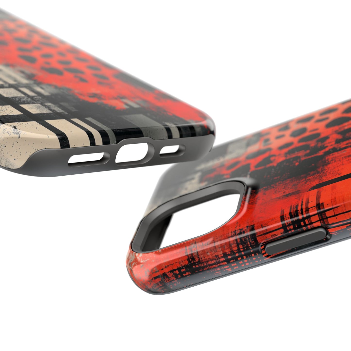 MagSafe iPhone Case: Cheetah Plaid – Red & Black Pattern