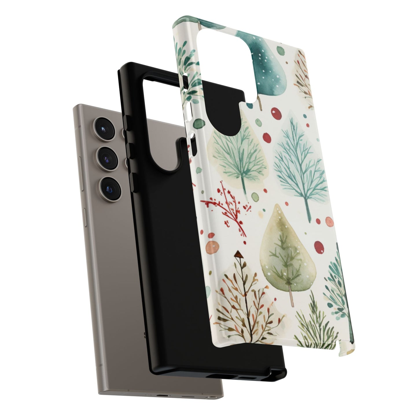 Watercolor Winter Trees Samsung Galaxy Case – Nature-Inspired, Holiday Theme Protective Cover