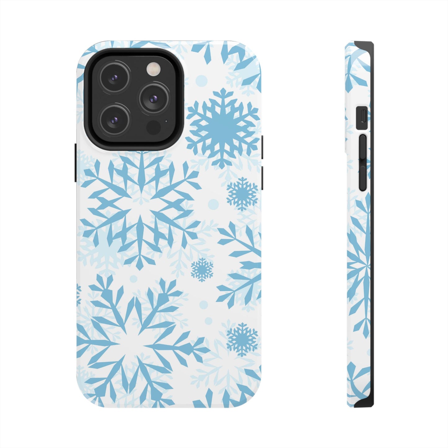 Frosty Blue Snowflakes iPhone Case – Shockproof, Smooth Matte Finish, Dual-Layer Design