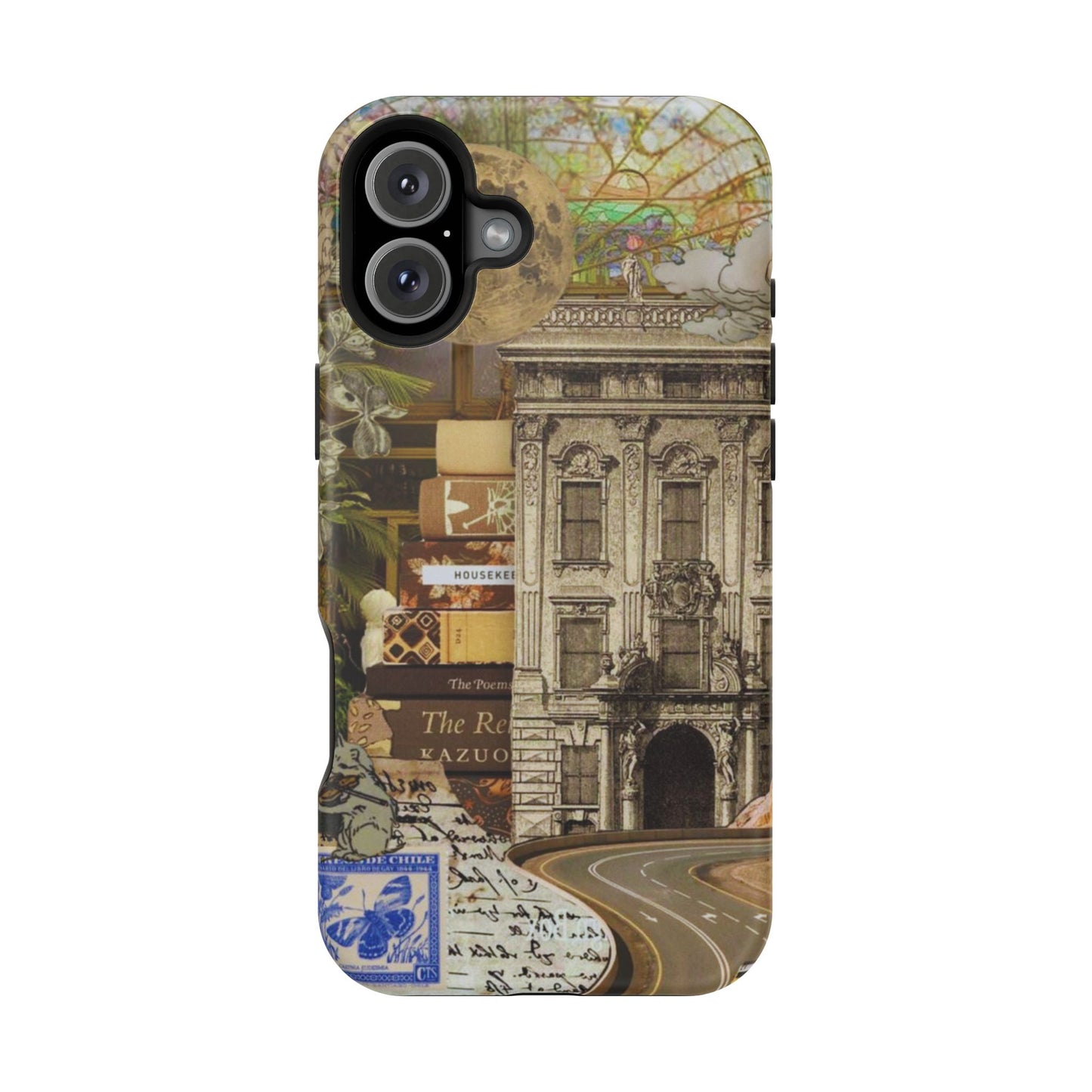 Whimsical Road Trip Collage MagSafe iPhone Case – Dual-Layer Protection with Vintage Art and Adventure Design