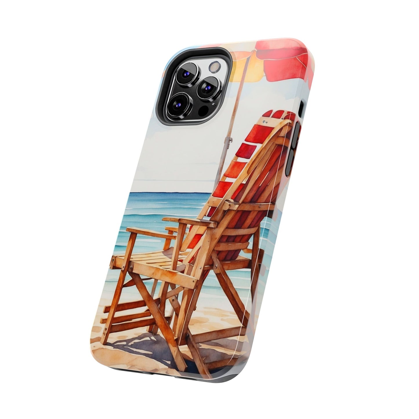 Beach Bliss iPhone Series Case – Relaxing Seaside Chair and Umbrella Design