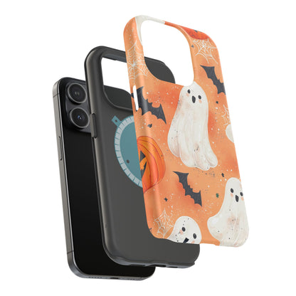 Spooky Cute Ghost MagSafe iPhone Case – Halloween Ghosts, Pumpkins, Bats & Cobwebs Design