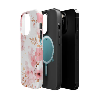 Soft Pink Cherry Blossom MagSafe Case – Floral Elegance with Wireless Charging