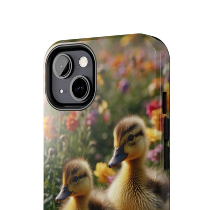 Charming Ducklings in Floral Garden - iPhone Case