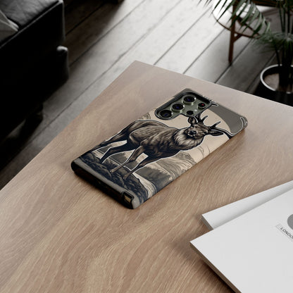 Monochrome Majesty – Regal Stag Samsung Galaxy Phone Case