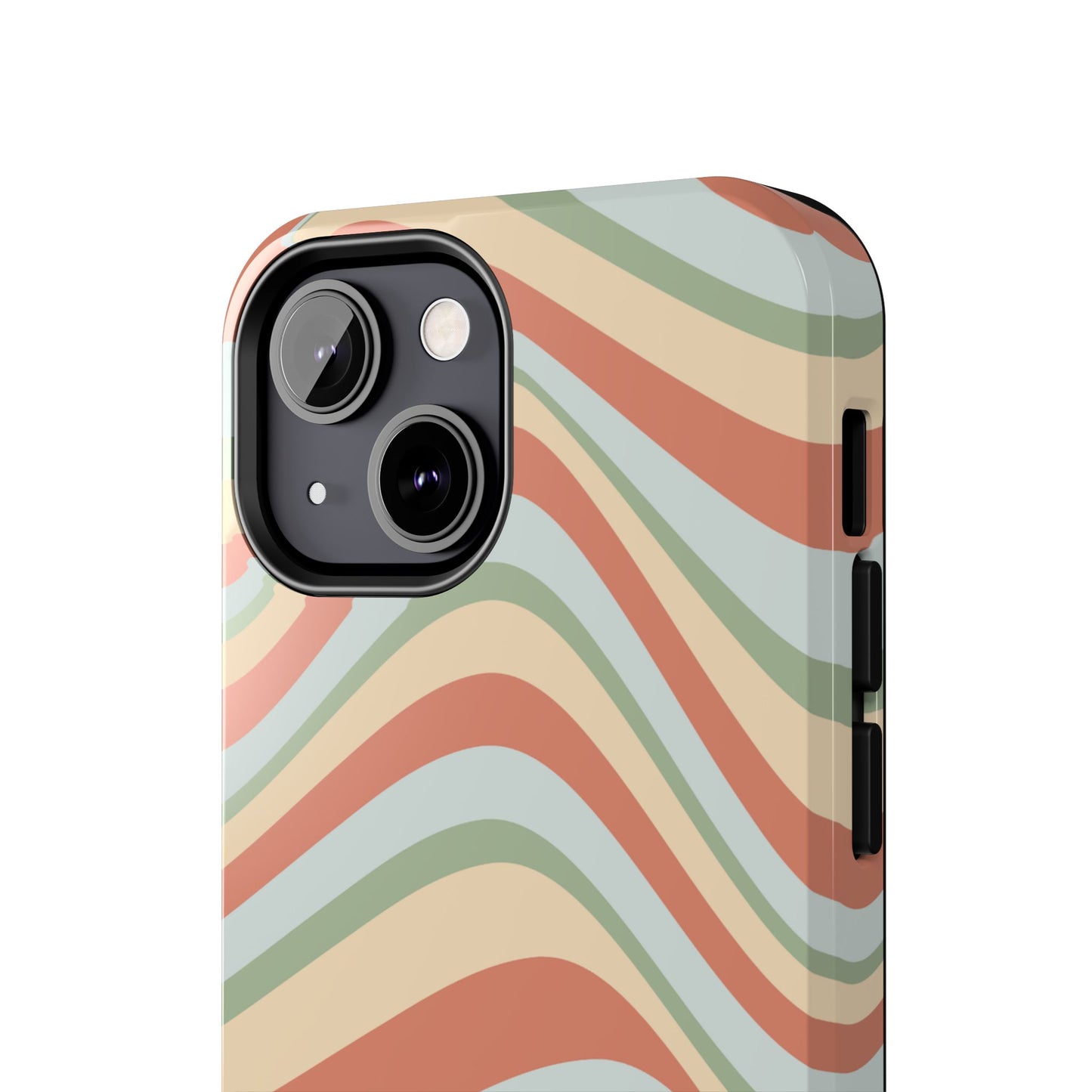 Vintage Earthy Waves iPhone Case – Retro 70s-Inspired in Warm Green, Cream, and Rust