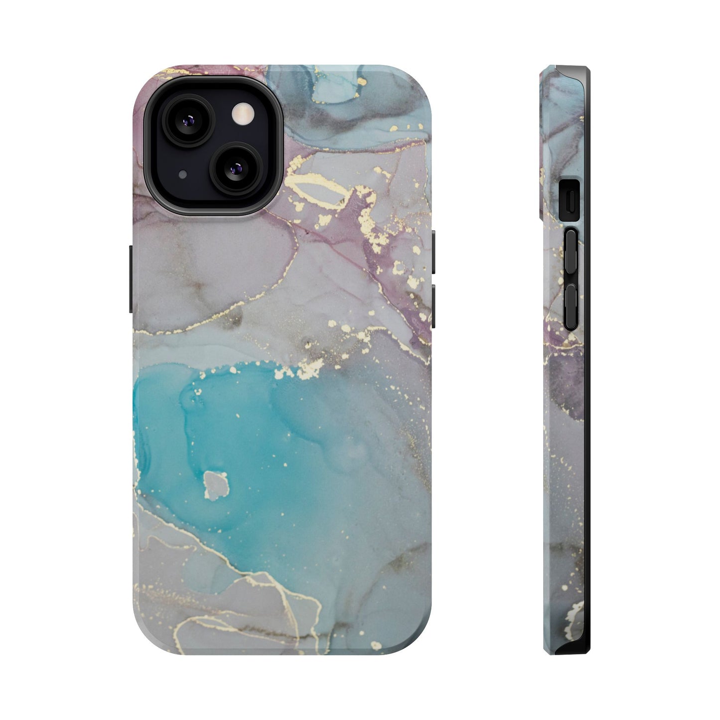 Sky Blue & Purple Marble Wave – MagSafe Case with Dreamy Marble Design