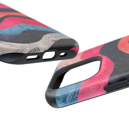 Abstract Wave Pattern MagSafe iPhone Case – Shockproof, Matte Finish, Dual-Layer Protection