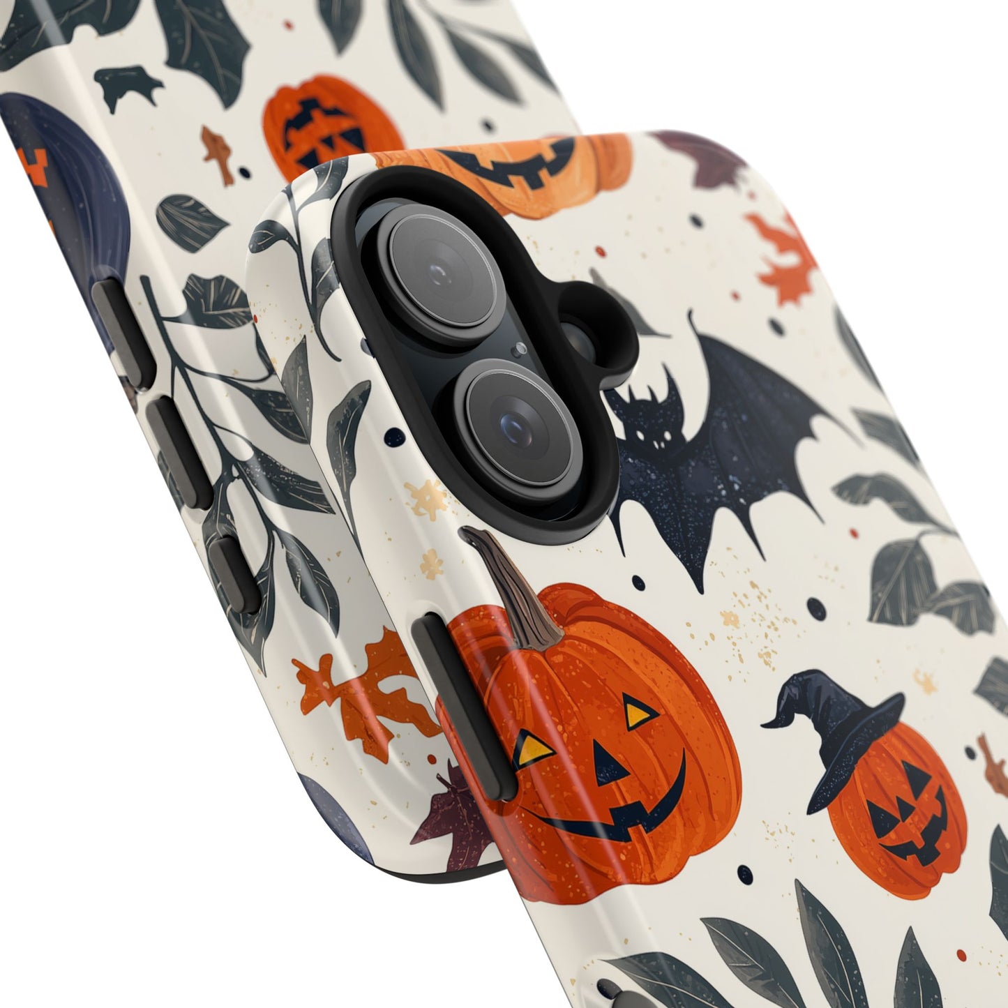 Spooky Halloween iPhone Case – Pumpkins, Bats, and Spider Design