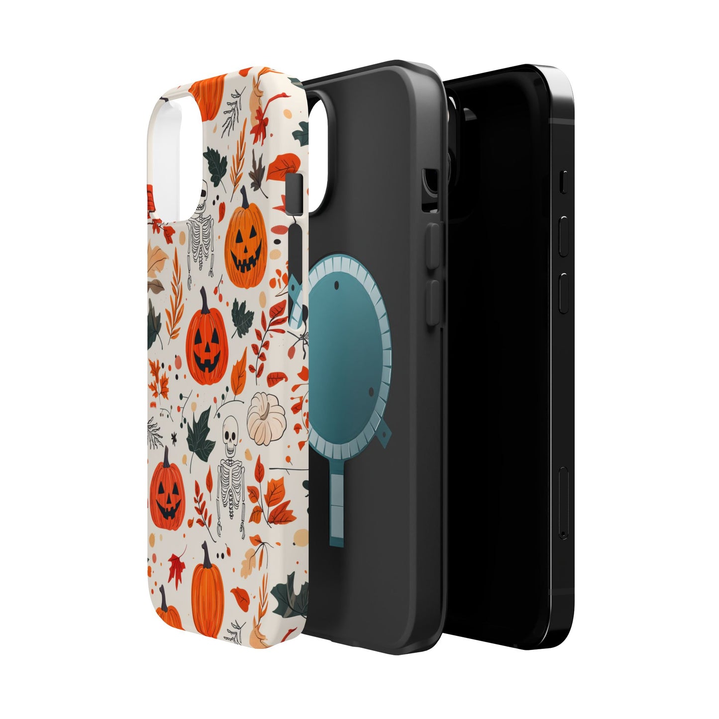 Halloween Pumpkin & Skeleton MagSafe iPhone Case – Spooky Autumn Design