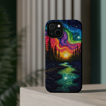 Celestial Nightscape MagSafe iPhone Case – Vibrant River and Starry Sky Design