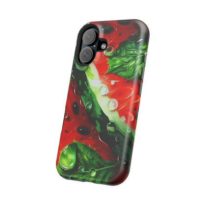 Juicy Watermelon & Mint MasSafe iPhone Case – Tough Dual-Layer, Vibrant Summer Design