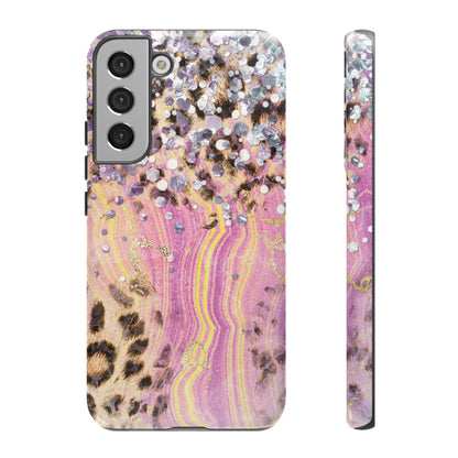 Crystal Glam Leopard - Samsung Galaxy Series Case with Glitter and Gem Accents