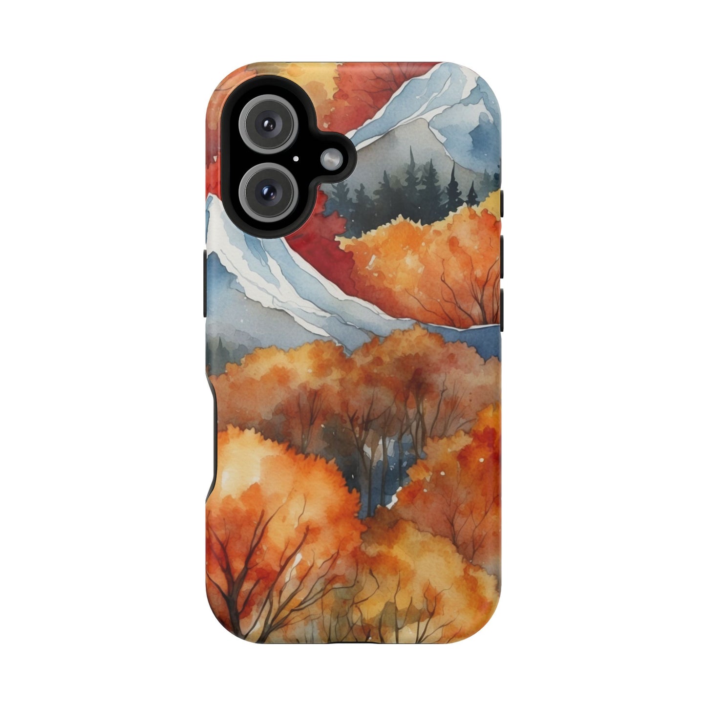 Autumn Mountain Forest Watercolor - MagSafe iPhone Case