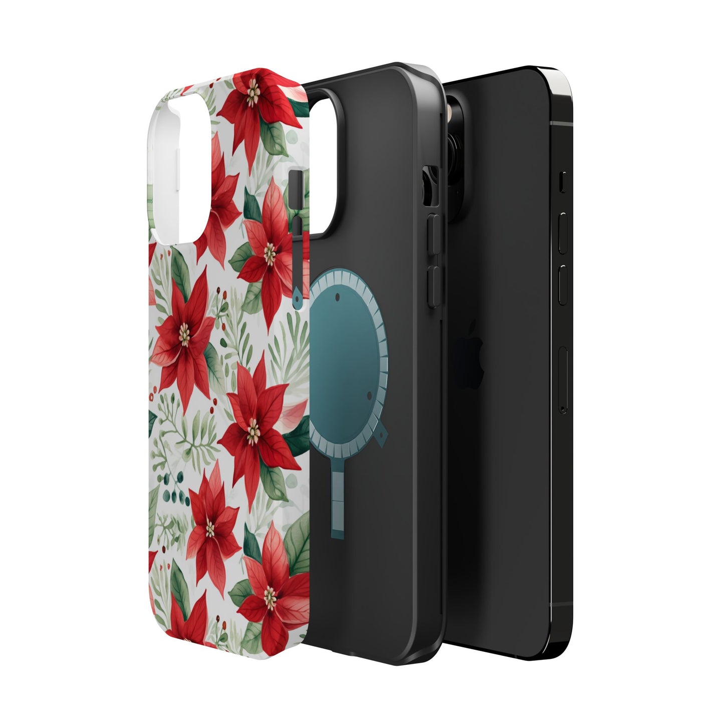 Festive Poinsettia Holiday Pattern – MagSafe iPhone Series Case