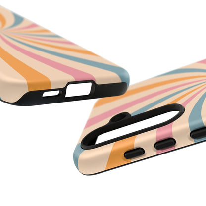 Retro Swirl Pattern Samsung Galaxy Case – Bold 70s Vibe in Pink, Orange, and Teal