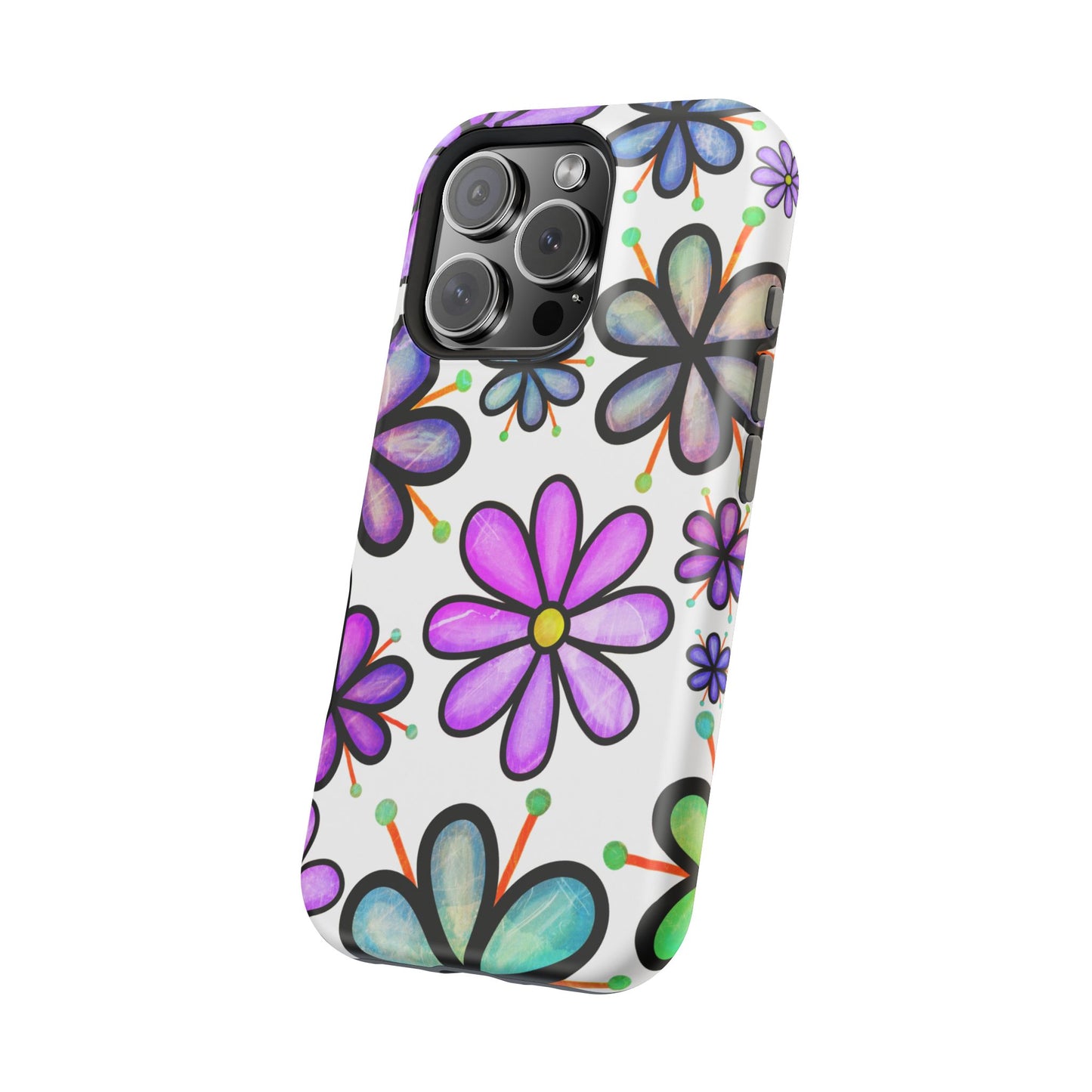 Whimsical Lavender Floral MagSafe iPhone Case – Ultra-Slim, High-Gloss Finish