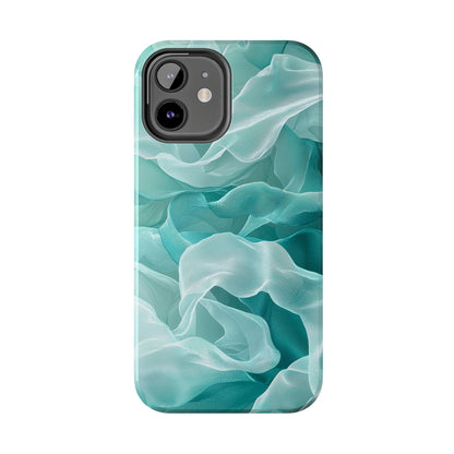 Elegant Flowing Teal Fabric iPhone Case – Soft Waves Design - BOGO Cases