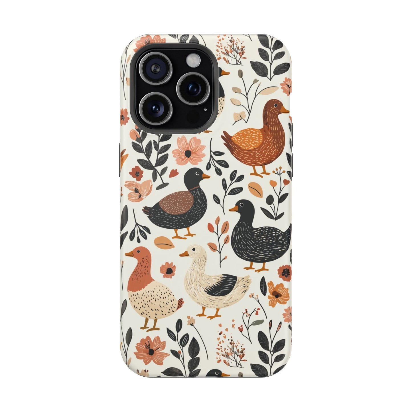 MagSafe iPhone Case: Vintage Duck – Floral & Leaf Design