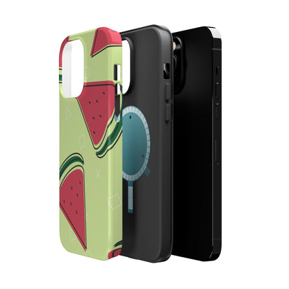 Watermelon Slice MagSafe iPhone Case – Fresh & Fun Design with Retro Geometric Pattern