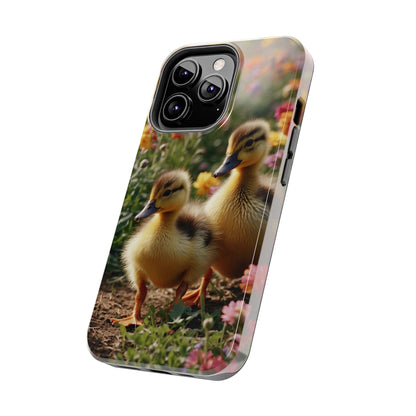 Charming Ducklings in Floral Garden - iPhone Case