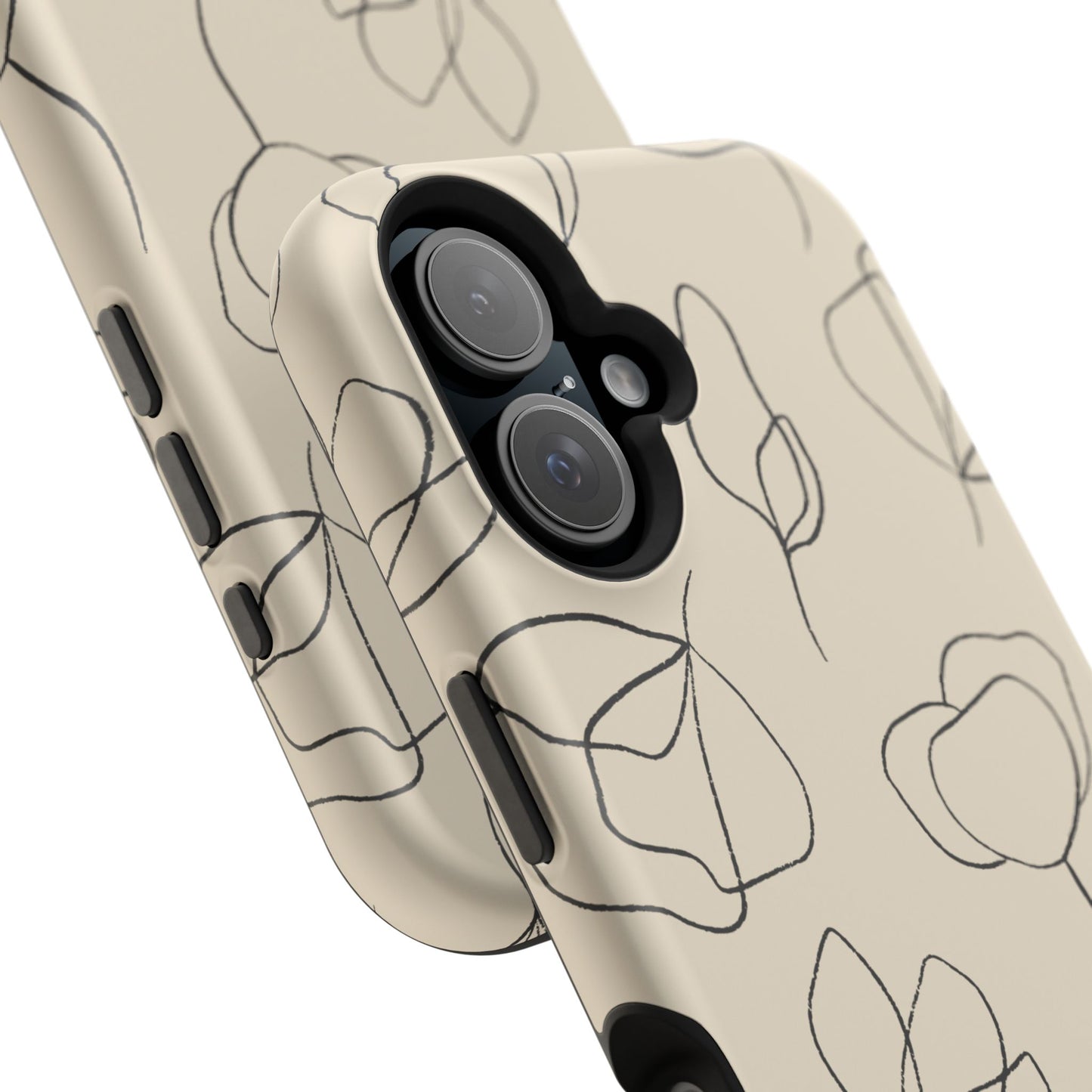 Minimalist Line Art Floral Tough MagSafe iPhone Case – Elegant Abstract Design with Dual-Layer Protection