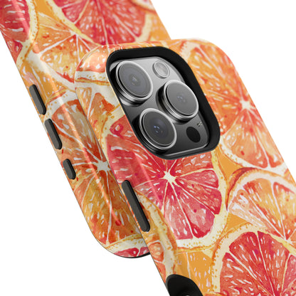 Watercolor Citrus Splash Tough MagSafe iPhone Case – Vibrant Fruit Print, Shock-Resistant Design