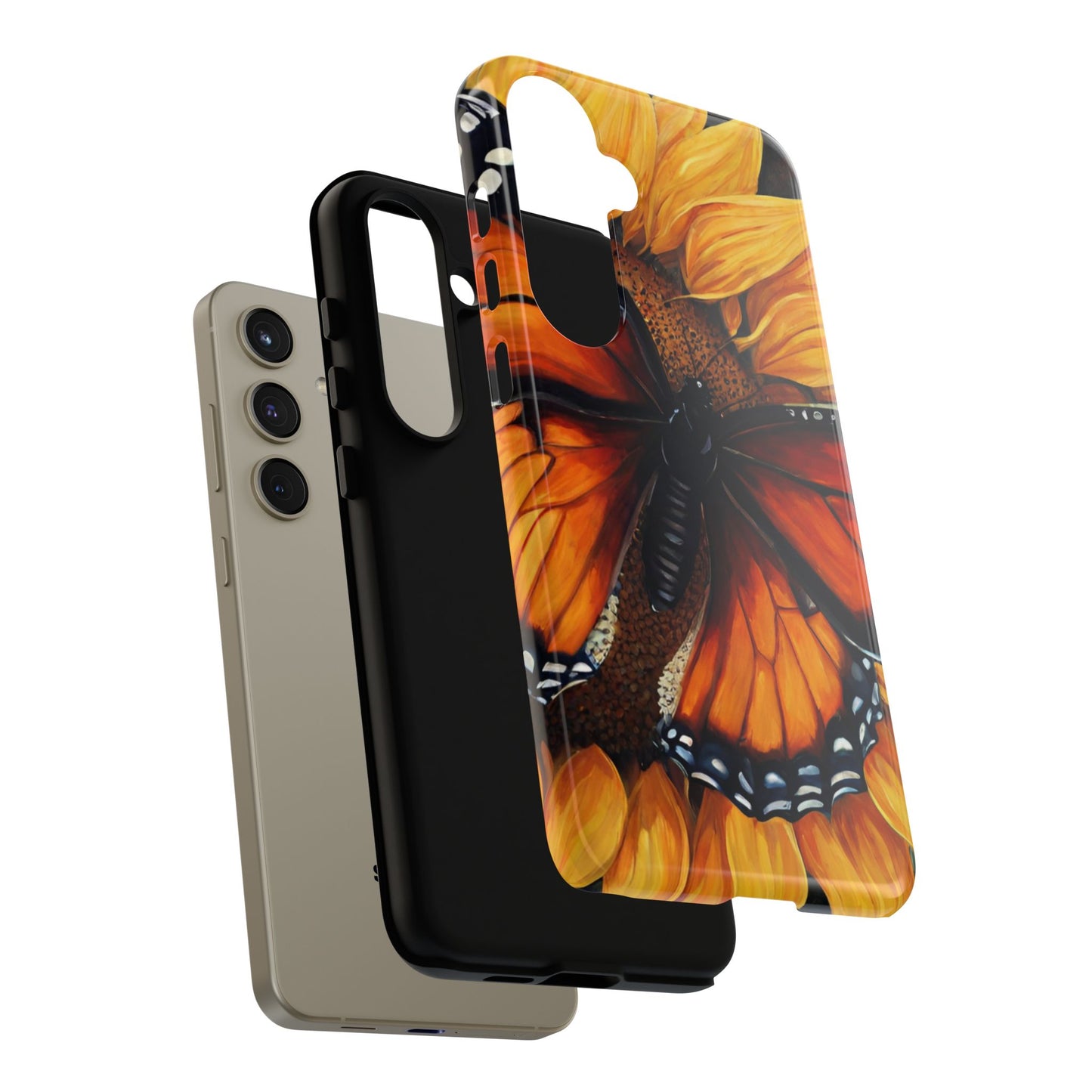 Monarch Butterfly & Sunflower Art – iPhone Case