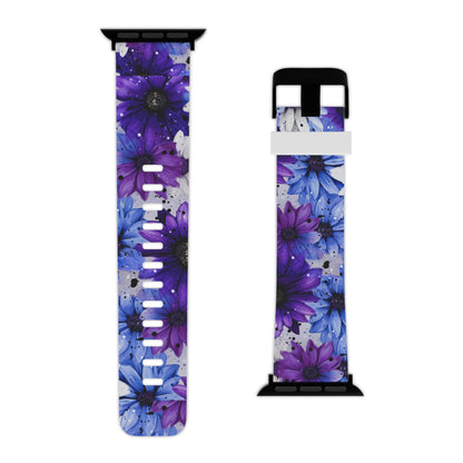 Vibrant Purple & Blue Floral Splash Apple Watch Band