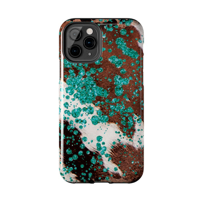 Teal Glitter Cowhide - iPhone Series Case