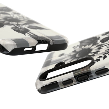 Black/White Sunflower Plaid Phone Case