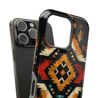 Southwestern Tribal Diamond Tough MagSafe iPhone Case – Bold Geometric Pattern, Dual-Layer Protection