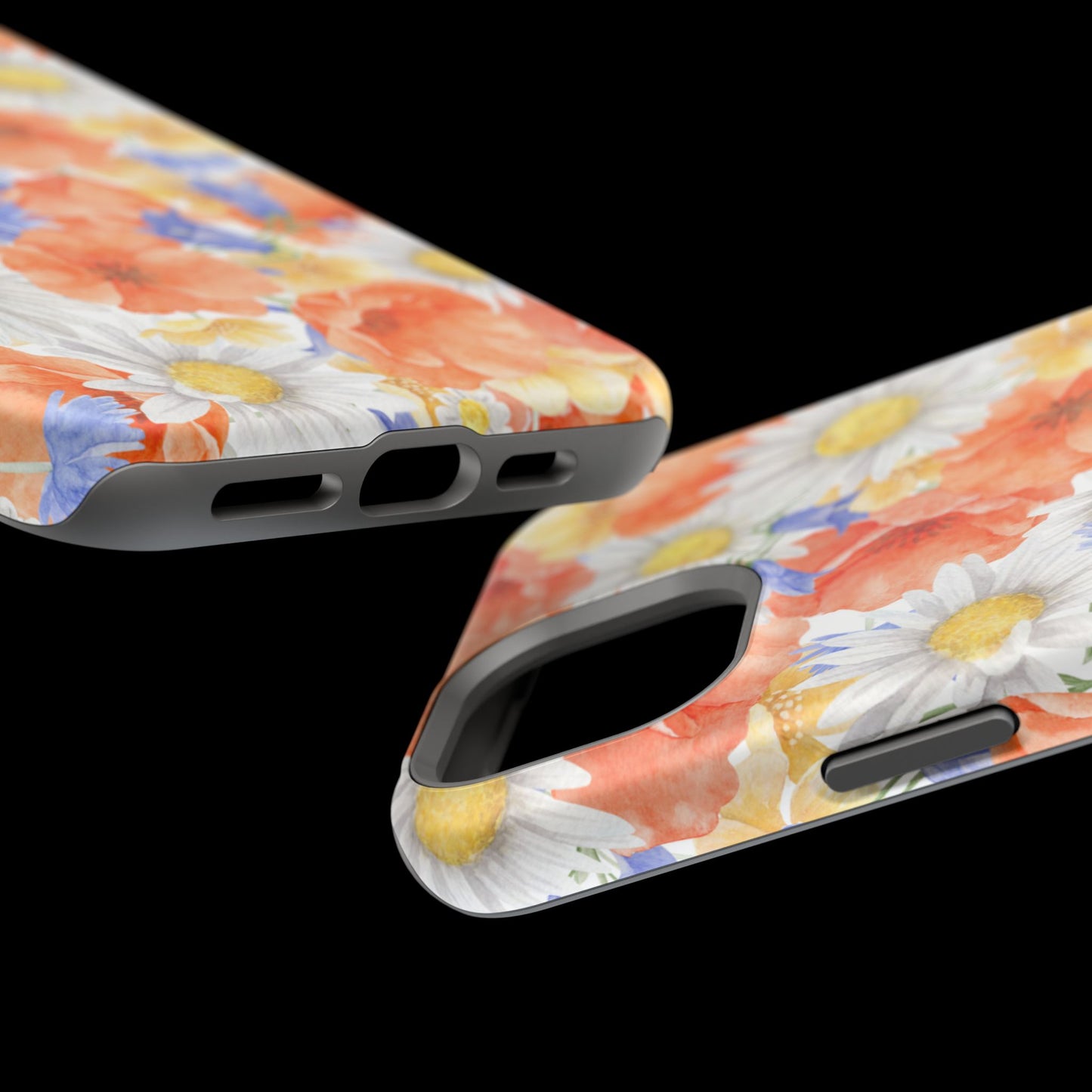 Watercolor Wildflower Pattern MagSafe iPhone Case – Durable Matte Finish with Daisy, Poppy & Cornflower Design