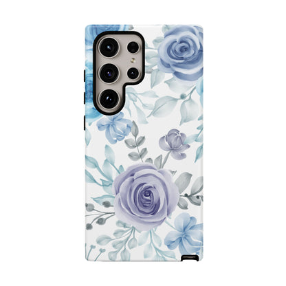 Elegant Blue & Violet Roses Samsung Galaxy Case – Artistic Floral Design for Stylish Protection