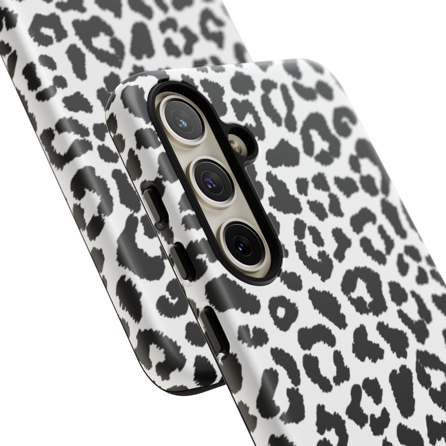 Monochrome Leopard Print Tough Samsung Galaxy Case – Classic Black and White Design with Dual-Layer Protection