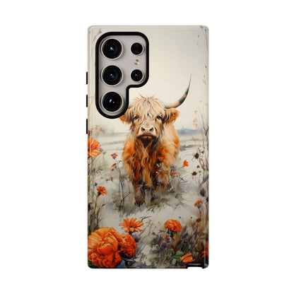 Cutest Highland Cow & Flowers Phone Case!