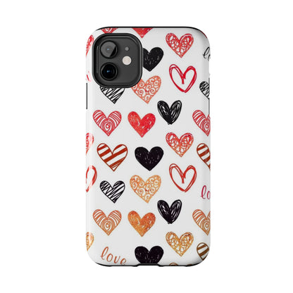 iPhone Case: Hand-Drawn Hearts & Love