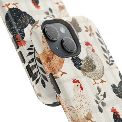 MagSafe iPhone Case: Vintage Chicken & Leaves – Farmhouse Style Case