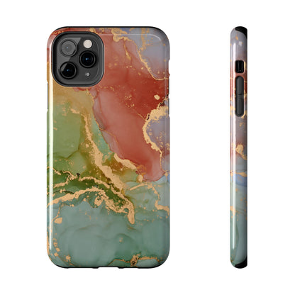 Emerald Orange Marble iPhone Case - Green Marble Case with Luxe Gold Swirls