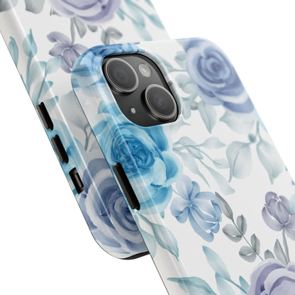 Elegant Blue & Violet Roses iPhone Case – Luxurious Floral Design for Chic Device Protection