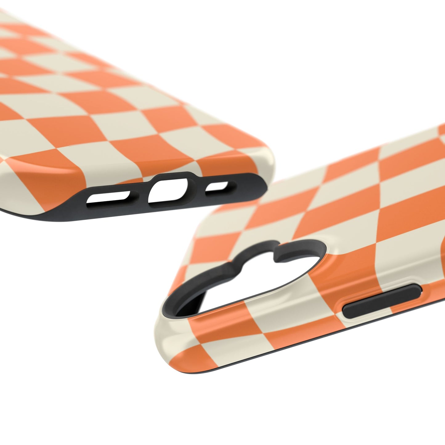 Wavy Retro Checkerboard MagSafe iPhone Case – Shockproof, Matte Finish, Dual-Layer Protection