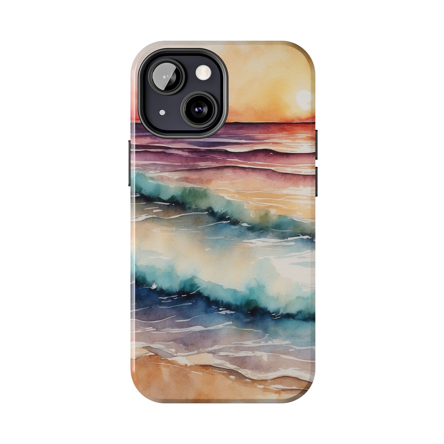 Sunset Waves iPhone Case – Vibrant Watercolor Design