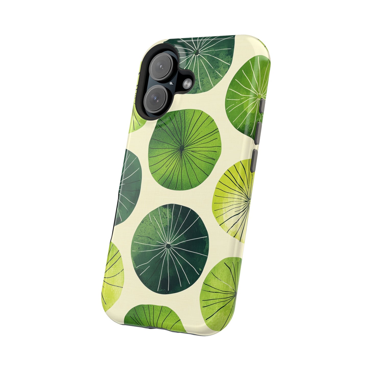 Watercolor Lily Pads MagSafe iPhone Case – Shockproof, Matte Finish, Dual-Layer Protection