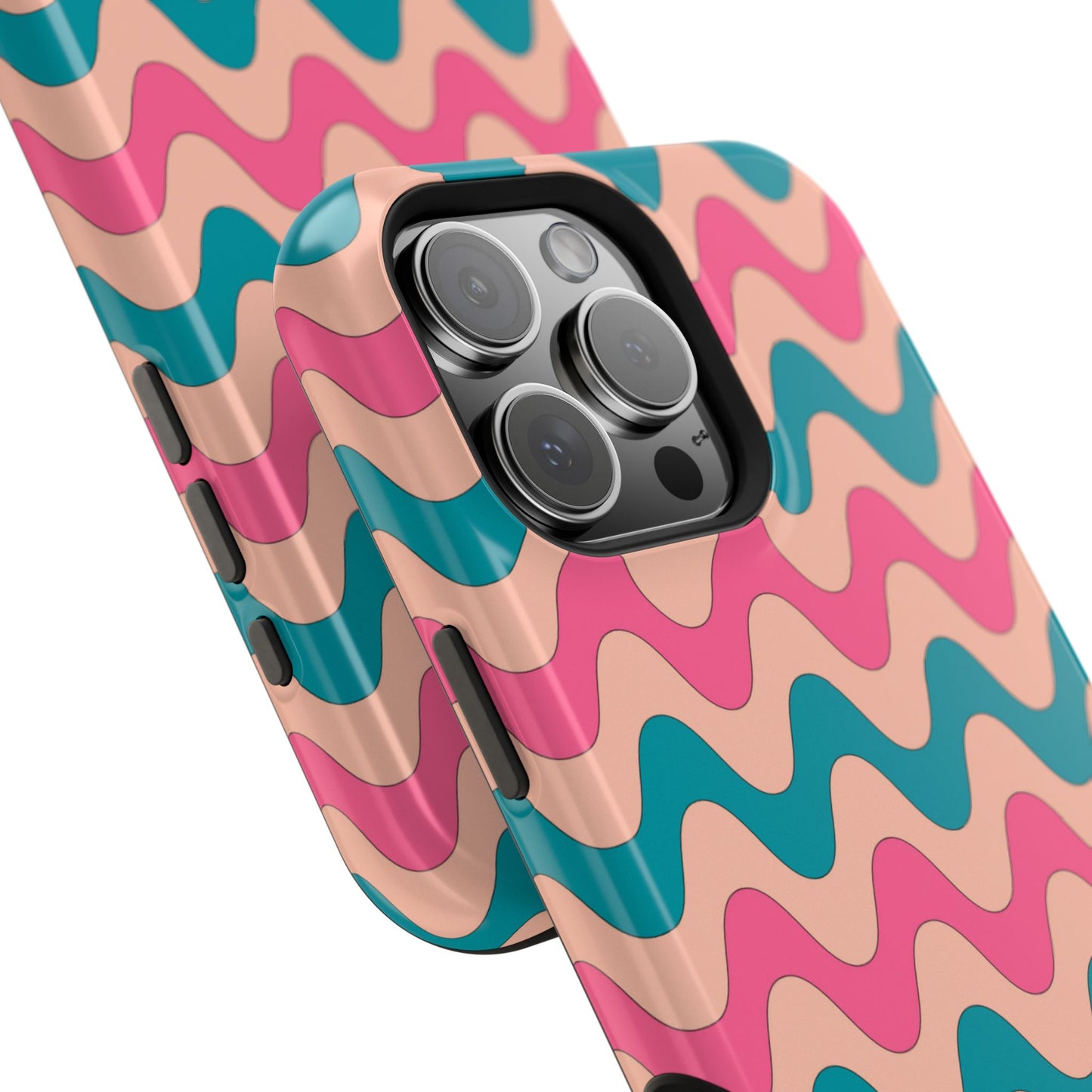 Retro Waves Pattern MagSafe iPhone Case – Shockproof Design with Dual-Layer Protection