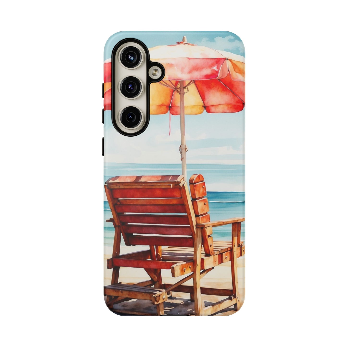 Beachfront Sunset Lounge Samsung Galaxy Case – Vibrant Watercolor Design